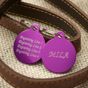 Tag Circle Purple Aluminium Tag