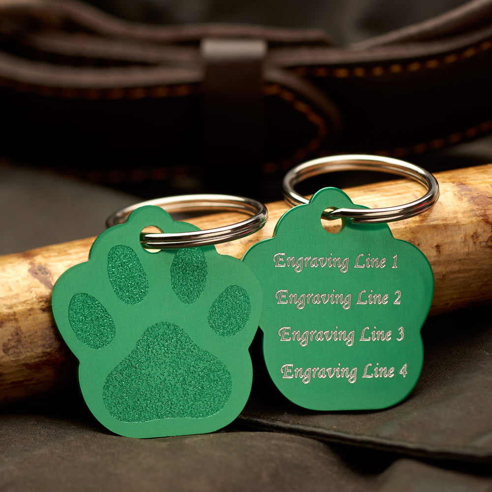 Paw Print Green Aluminium Tag