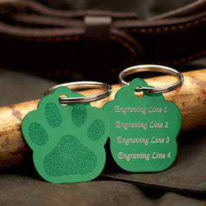 Paw Print Green Aluminium Tag