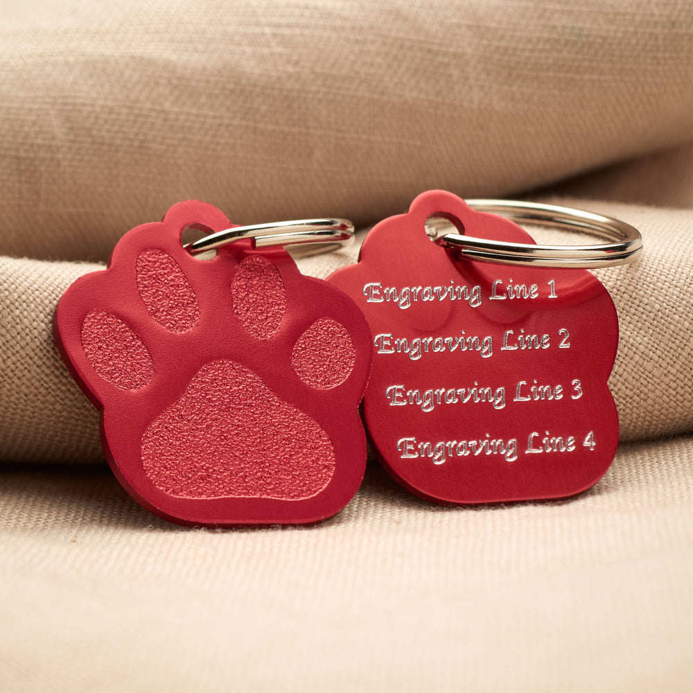 Paw Print Red Aluminium Tag