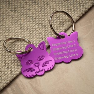 Cat Face Purple Aluminium Tag