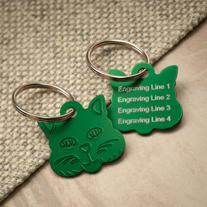 Cat Face Green Aluminium Tag