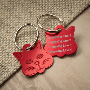 Cat Face Red Aluminium Tag