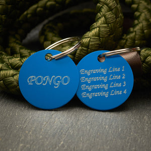 Circle Blue Aluminium Tag