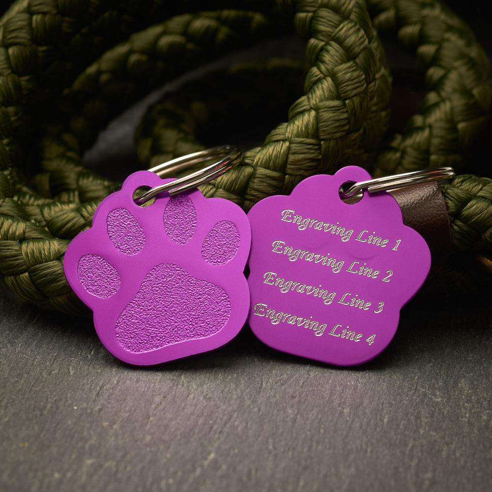 Paw Print Purple Aluminium Tag